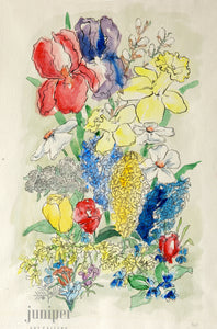 Springtime Bouquet, reproduction from original watercolor and India ink painting by Margaret L. Sweany
