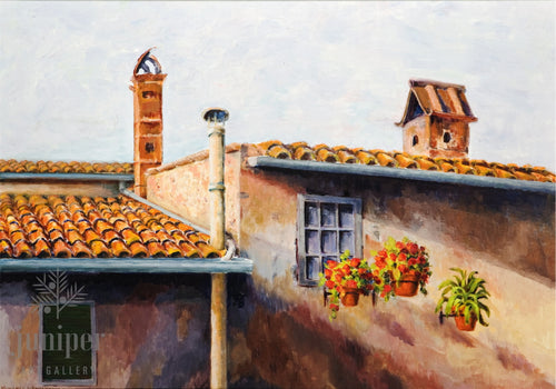Tuscan Farmhouse, reproduction from original oil by Margaret L. Sweany
