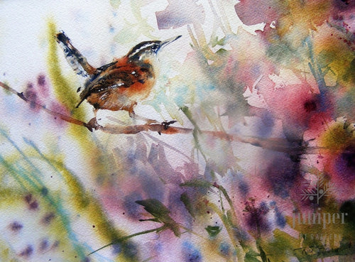 SOLD! On the Wire, watercolor by Rena Brouwer