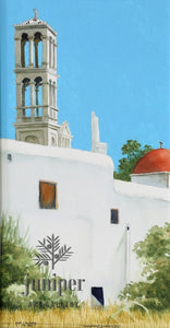 Campanile, Greek Isles, reproduction from original watercolor by Paul J Sweany