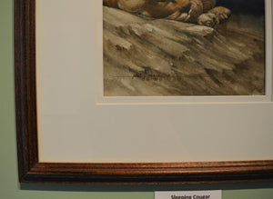 Artist's signature, Sleeping Cougar, by Paul J Sweany