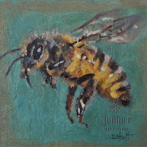 Bee Square, unframed oil painting by Donna Shortt
