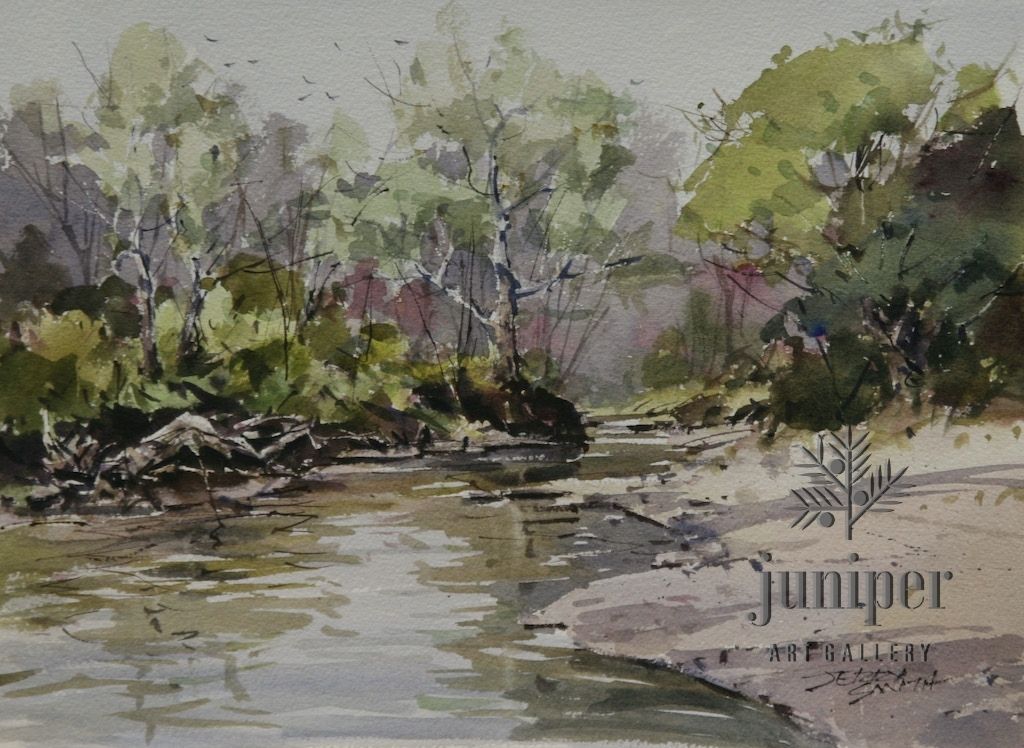 Sycamore Reflections, watercolor by Jerry Smith