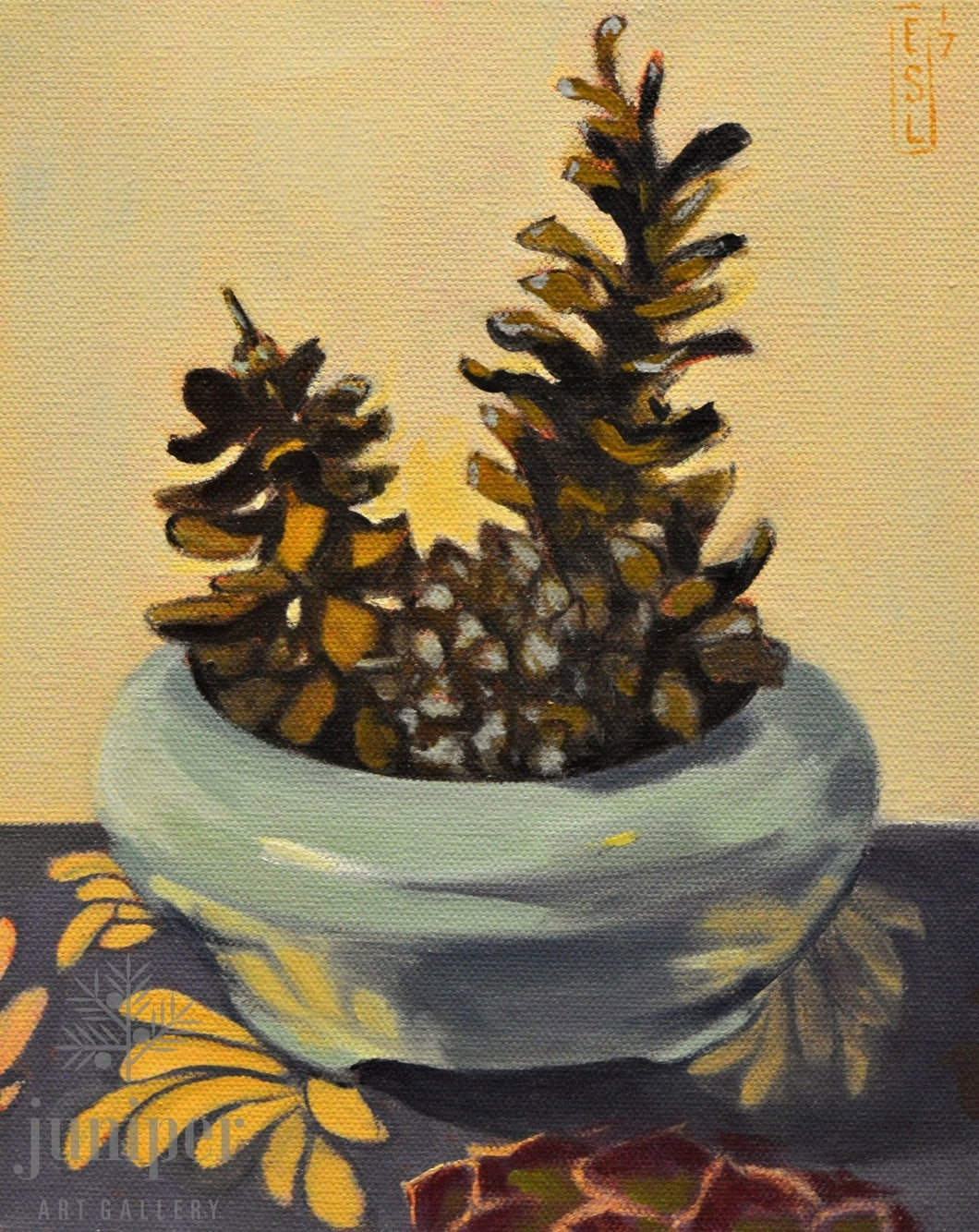 SOLD! Pinecones, oil painting by Ellen Starr Lyon